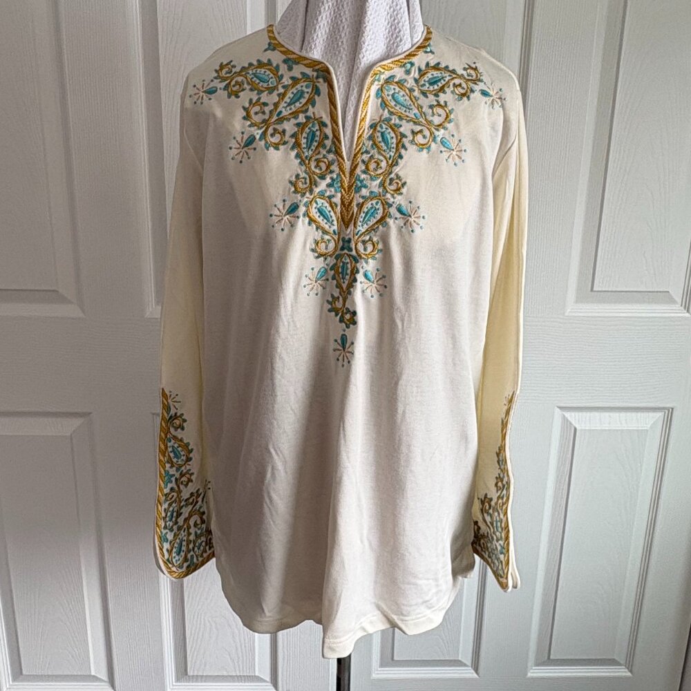 Bob Mackie - White Embroidered Tunic - Size Large
